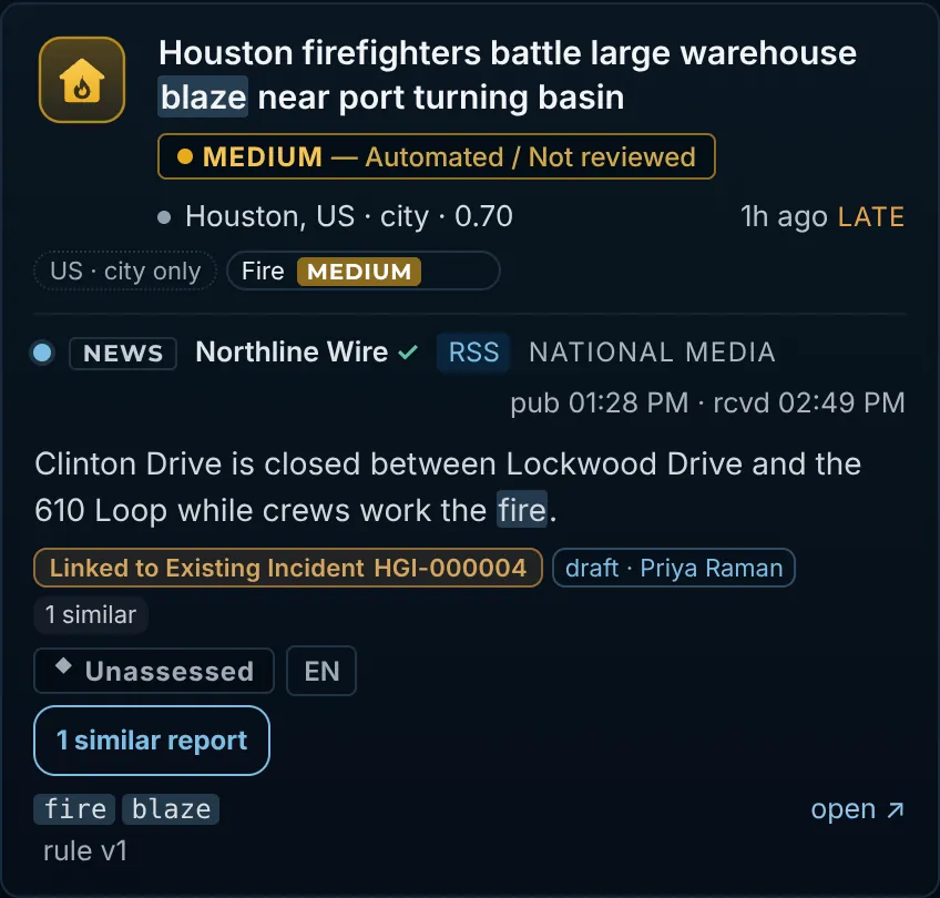 A Live Monitor card grouping a similar report